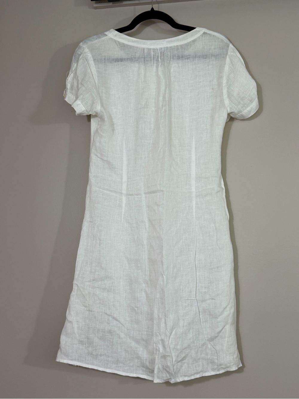 CP SHADES - White 100% Linen Short-Sleeve Button Front Dress, sz S - Picture 2 of 7